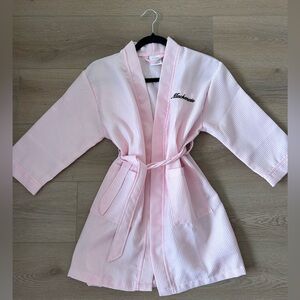 Girls pink waffle robe monogram name “Mackenzie”